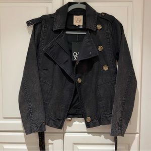 Chaser Jacket Vintage Dyed Short Trench Coat True Black Size Small NWT